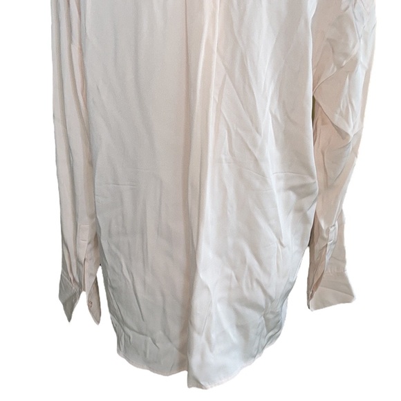 VINCE Trapunto Blush Pink Peach Stretch Silk Button Down Blouse - M - Picture 8 of 13